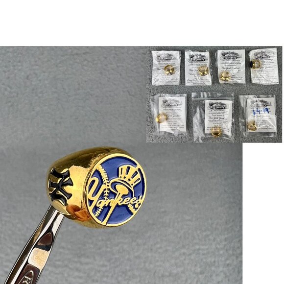 New York Yankees Fan Ring Day 2007 Gold Lot of 7 William Barthman Jewelry MLB - Picture 1 of 11